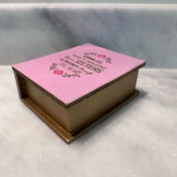 Francesca Statement Wooden Box Storage Sister Gift Ideas Pink 4''x5''x2'' - Picture 5 of 5